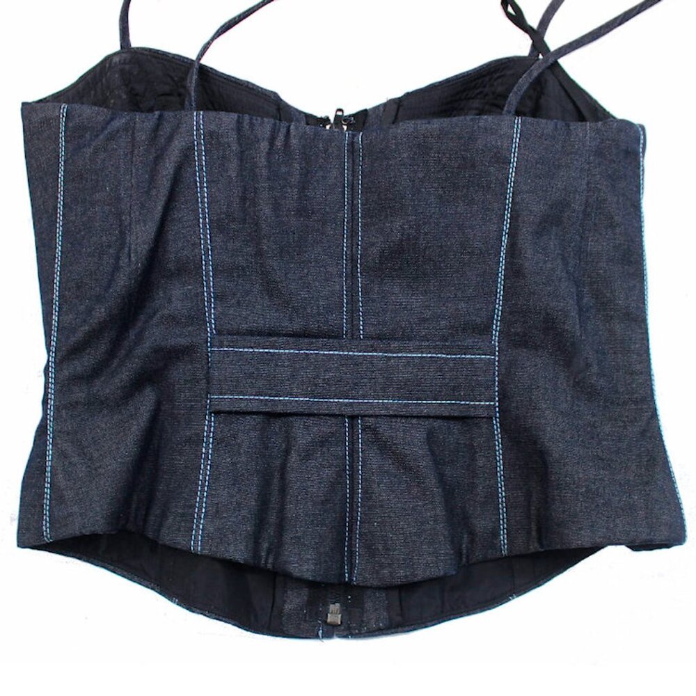 Vintage Y2K ALL ABOUT EVE Germany Cropped Denim Bustier Top - Picture 7 of 10